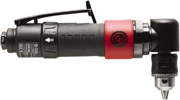 Chicago Pneumatic - 3/8" Reversible Keyed Chuck - Right Angle Handle, 2,000 RPM, 0.3 hp, 90 psi - Benchmark Tooling