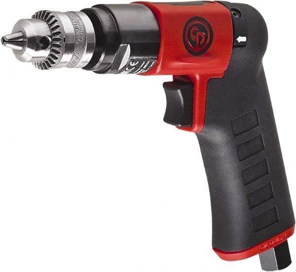 Chicago Pneumatic - 1/4" Reversible Keyed Chuck - Pistol Grip Handle, 2,800 RPM, 0.3 hp, 90 psi - Benchmark Tooling