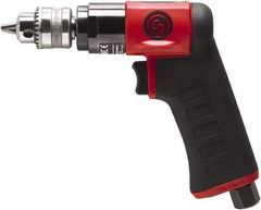 Chicago Pneumatic - 1/4" Keyed Chuck - Pistol Grip Handle, 3,300 RPM, 0.3 hp, 90 psi - Benchmark Tooling