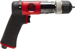 Chicago Pneumatic - 3/8" Reversible Keyless Chuck - Pistol Grip Handle, 2,100 RPM, 0.5 hp, 90 psi - Benchmark Tooling