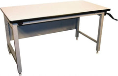 Proline - 72 Wide x 30" Deep x 42" High, Plastic Laminate Workbench - Adjustable Height Legs, Gray - Benchmark Tooling