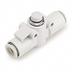 SMC PNEUMATICS - Speed & Flow Control Valves Valve Type: Flow Control Offset Inline Male Thread Size: 1/4 - Benchmark Tooling