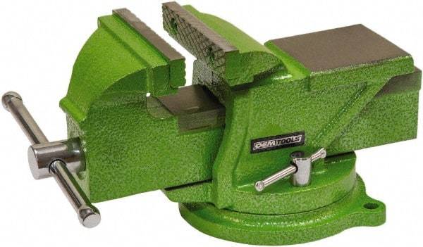 OEM Tools - 4" Jaw Width, 4" Opening Capacity, 1-57/64" Throat Depth, Cast Iron Swivel Bench Vise - Bolt Down Base Attachment - Benchmark Tooling