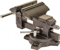 OEM Tools - 4-1/2" Jaw Width, 4-1/2" Opening Capacity, 1-3/4" Throat Depth, Cast Iron Swivel Bench Vise - Bolt Down Base Attachment - Benchmark Tooling