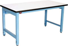 Proline - 72 Wide x 30" Deep x 36" High, Plastic Laminate Workbench - Adjustable Height Legs, Blue - Benchmark Tooling