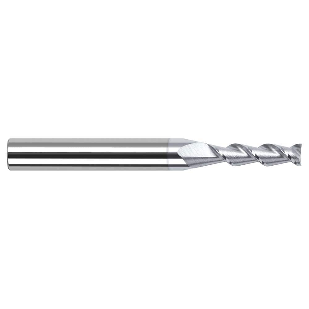 Square End Mill: 1/16'' Dia, 1/4'' LOC, 1/8'' Shank Dia, 2-1/2'' OAL, 2 Flutes, Solid Carbide Single End, TiB2 Finish, 45 ° Helix, Centercutting, RH Cut, RH Flute