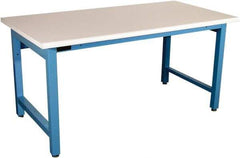 Proline - 72 Wide x 30" Deep x 36" High, Plastic Laminate Workbench - Adjustable Height Legs, Blue - Benchmark Tooling