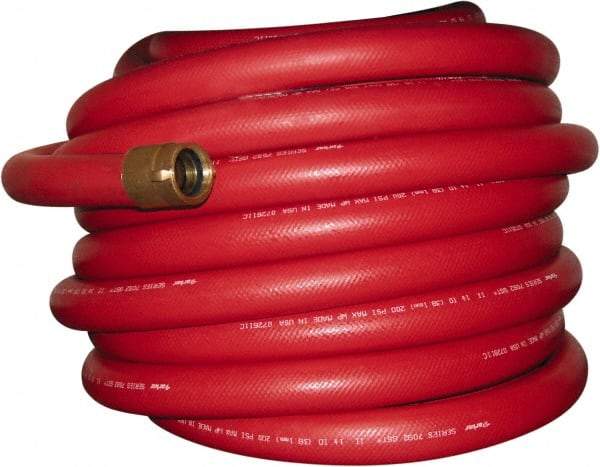 Dixon Valve & Coupling - 3/4" ID, 800 Working psi, Red EPDM Fire Hose - Male x Female NST (NH) Ends, 100' Long, 2,400 Burst psi - Benchmark Tooling