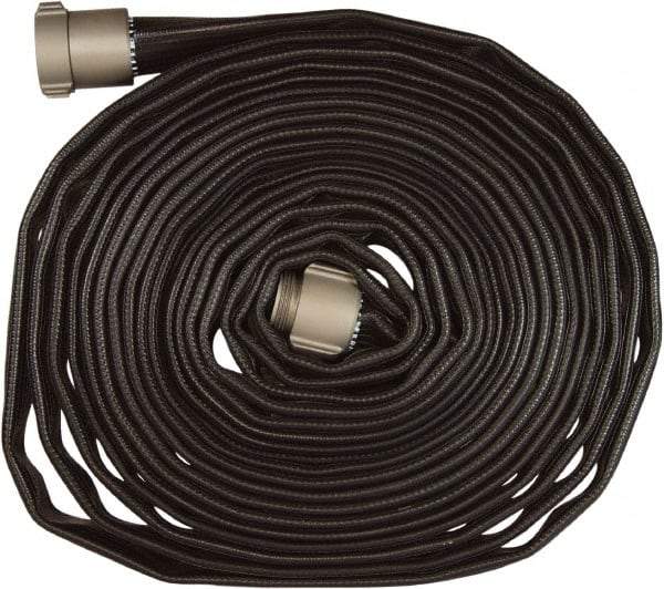 Dixon Valve & Coupling - 1-1/2" ID, 200 Working psi, Black Nitrile Fire Hose - Male x Female NPSH Ends, 50' Long, 600 Burst psi - Benchmark Tooling