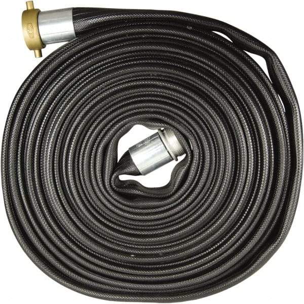 Dixon Valve & Coupling - 1-1/2" ID, 200 Working psi, Black Nitrile Fire Hose - Male x Female NST (NH) Ends, 100' Long, 600 Burst psi - Benchmark Tooling