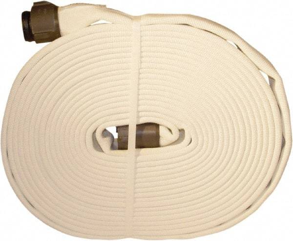 Dixon Valve & Coupling - 2-1/2" ID, 360 Working psi, White Polyester Fire Hose - Male x Female NST (NH) Ends, 100' Long, 1,080 Burst psi - Benchmark Tooling