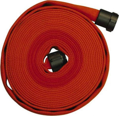 Dixon Valve & Coupling - 1-1/2" ID, 225 Working psi, Orange Polyester/Rubber Fire Hose, Single Jacket - Male x Female NPSH Ends, 50' Long, 675 Burst psi - Benchmark Tooling