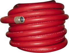 Dixon Valve & Coupling - 1-1/2" ID, 225 Working psi, Red Polyester/Rubber Fire Hose, Single Jacket - Male x Female NPSH Ends, 50' Long, 675 Burst psi - Benchmark Tooling