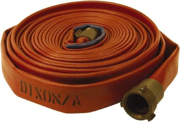 Dixon Valve & Coupling - 2-1/2" ID, 225 Working psi, Red Nitrile Fire Hose - Male x Female NST (NH) Ends, 50' Long, 675 Burst psi - Benchmark Tooling