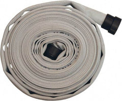 Dixon Valve & Coupling - 1-1/2" ID, 135 Working psi, White Polyester/Rubber Fire Hose, Single Jacket - Male x Female NPSH Ends, 50' Long, 405 Burst psi - Benchmark Tooling