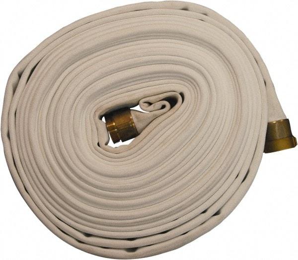 Dixon Valve & Coupling - 2-1/2" ID, 360 Working psi, White Polyester Fire Hose - Male x Female NST (NH) Ends, 25' Long, 1,080 Burst psi - Benchmark Tooling