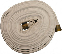 Dixon Valve & Coupling - 1-1/2" ID, 135 Working psi, White Polyester/Rubber Fire Hose, Single Jacket - Male x Female NST (NH) Ends, 100' Long, 405 Burst psi - Benchmark Tooling