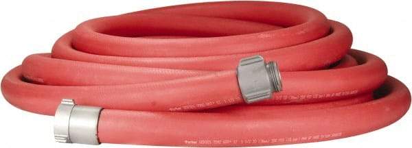 Dixon Valve & Coupling - 1" ID, 800 Working psi, Red EPDM Fire Hose - Male x Female NST (NH) Ends, 100' Long, 2,400 Burst psi - Benchmark Tooling