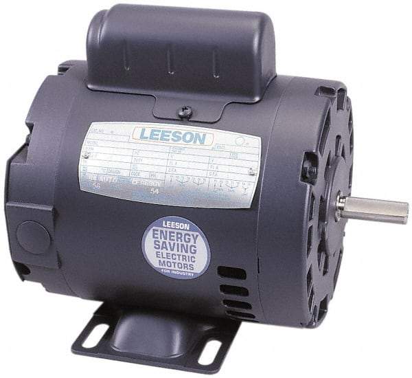 Leeson - 1/2 Max hp, 3,450 Max RPM, Electric AC DC Motor - 115, 208, 230 V Input, Single Phase, 56 Frame - Benchmark Tooling