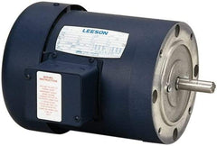 Leeson - 1 Max hp, 3,450 Max RPM, Electric AC DC Motor - 208-230/460 V Input, Three Phase, 56C Frame - Benchmark Tooling