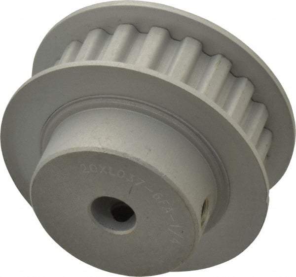 Power Drive - 20 Tooth, 1/4" Inside x 1.253" Outside Diam, Timing Belt Pulley - 1/4, 3/8" Belt Width, 1.273" Pitch Diam, Steel & Cast Iron - Benchmark Tooling