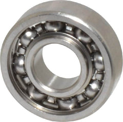 Value Collection - 3/32" Bore Diam, 5/16" OD, Open Miniature Radial Ball Bearing - 7/64" Wide, 1 Row, Round Bore, 40 Lb Static Capacity, 124 Lb Dynamic Capacity - Benchmark Tooling