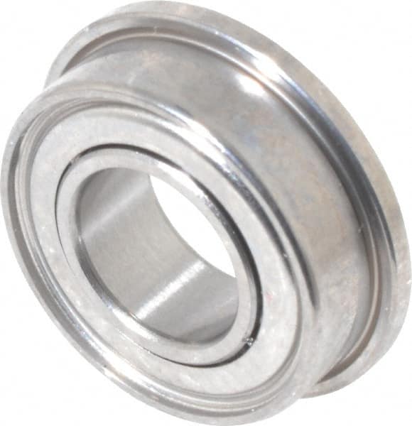 Value Collection - 3/16" Bore Diam, 3/8" OD, Double Shield Miniature Radial Ball Bearing - 1/8" Wide, With Flange, 1 Row, Round Bore, 56 Lb Static Capacity, 160 Lb Dynamic Capacity - Benchmark Tooling