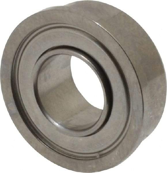 Value Collection - 1/4" Bore Diam, 1/2" OD, Double Shield Miniature Radial Ball Bearing - 3/16" Wide, With Flange, 2 Rows, Round Bore, 90 Lb Static Capacity, 243 Lb Dynamic Capacity - Benchmark Tooling