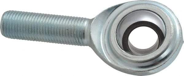 Made in USA - 1/2" ID, 1-5/16" Max OD, 8,386 Lb Max Static Cap, Plain Male Spherical Rod End - 1/2-20 RH, Steel with Steel Raceway - Benchmark Tooling