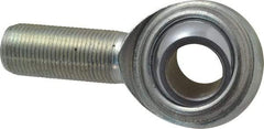 Made in USA - 3/4" ID, 1-3/4" Max OD, 14,290 Lb Max Static Cap, Plain Male Spherical Rod End - 3/4-16 RH, Steel with Steel Raceway - Benchmark Tooling