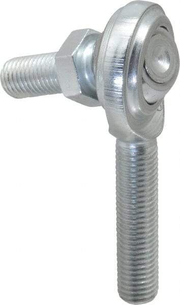 Made in USA - 5/16" ID, 7/8" Max OD, 3,600 Lb Max Static Cap, Male Spherical Rod End with Stud - 5/16-24 RH, Steel with Steel Raceway - Benchmark Tooling