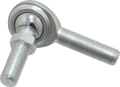 Made in USA - 3/8" ID, 1" Max OD, 5,100 Lb Max Static Cap, Male Spherical Rod End with Stud - 3/8-24 RH, Steel with Steel Raceway - Benchmark Tooling