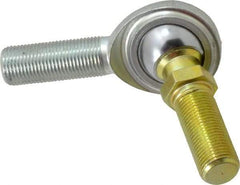 Made in USA - 5/8" ID, 1-1/2" Max OD, 9,813 Lb Max Static Cap, Male Spherical Rod End with Stud - 5/8-18 RH, Steel with Steel Raceway - Benchmark Tooling