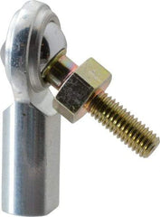 Made in USA - 3/16" ID, 5/8" Max OD, 1,210 Lb Max Static Cap, Female Spherical Rod End with Stud - 10-32 RH, Steel with Steel Raceway - Benchmark Tooling