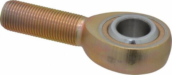 Made in USA - 5/8" ID, 1-1/2" Max OD, 7,400 Lb Max Static Cap, Plain Male Spherical Rod End - 5/8-18 RH, Steel with Bronze Raceway - Benchmark Tooling