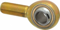 Made in USA - 3/4" ID, 1-3/4" Max OD, 11,550 Lb Max Static Cap, Plain Male Spherical Rod End - 3/4-16 RH, Steel with Bronze Raceway - Benchmark Tooling