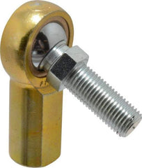 Made in USA - 7/16" ID, 1-1/8" Max OD, 4,300 Lb Max Static Cap, Female Spherical Rod End with Stud - 7/16-20 RH, Steel with Bronze Raceway - Benchmark Tooling