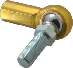 Made in USA - 3/4" ID, 1-3/4" Max OD, 11,550 Lb Max Static Cap, Female Spherical Rod End with Stud - 3/4-16 RH, Steel with Bronze Raceway - Benchmark Tooling