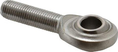 Made in USA - 7/16" ID, 1-1/8" Max OD, 3,780 Lb Max Static Cap, Plain Male Spherical Rod End - 7/16-20 RH, Stainless Steel with Stainless Steel Raceway - Benchmark Tooling