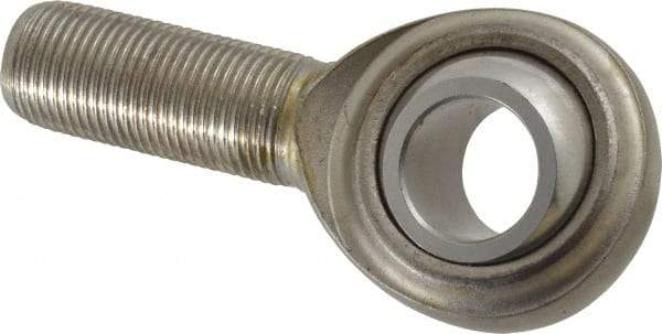 Made in USA - 3/4" ID, 1-3/4" Max OD, 7,512 Lb Max Static Cap, Plain Male Spherical Rod End - 3/4-16 RH, Stainless Steel with Stainless Steel Raceway - Benchmark Tooling