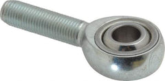 Made in USA - 3/8" ID, 1" Max OD, 9,550 Lb Max Static Cap, Plain Male Spherical Rod End - 3/8-24 RH, Alloy Steel with Steel Raceway - Benchmark Tooling