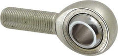 Made in USA - 5/8" ID, 1-1/2" Max OD, 17,959 Lb Max Static Cap, Plain Male Spherical Rod End - 5/8-18 RH, Alloy Steel with Steel Raceway - Benchmark Tooling