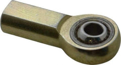 Made in USA - 1/4" ID, 3/4" Max OD, 6,195 Lb Max Static Cap, Plain Female Spherical Rod End - 1/4-28 RH, Alloy Steel with Steel Raceway - Benchmark Tooling