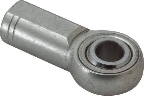 Made in USA - 1/2" ID, 1-5/16" Max OD, 15,340 Lb Max Static Cap, Plain Female Spherical Rod End - 1/2-20 RH, Alloy Steel with Steel Raceway - Benchmark Tooling