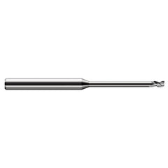 Miniature End Mills - Long Reach, Stub Flute - 0.1250″ (1/8″) Cutter Diameter × 0.1870″ (3/16″) Length of Cut × 0.6250″ (5/8″) Reach Carbide Square End Mill, 3 Flutes - Exact Industrial Supply