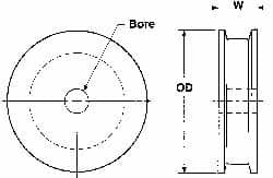 Poly Hi Solidur - 1/4" Bore, 5-1/2" Outside Diam, Finished Bore Flat Belt Pulley - 1-1/2" Wide - Benchmark Tooling