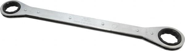 Lang - 1-1/16" x 1-1/4" 12 Point Ratcheting Box Wrench - Double End, 15" OAL, Steel, Nickel Chrome Finish - Benchmark Tooling