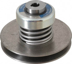 Lovejoy - 2.69" Min Pitch, 4.13" Long, 5.65" Max Diam, Spring Loaded Variable Speed Pulley - 6" Outside Diam, 5/8" Inside Diam, 1 Hp at 1750 RPM, 3/4 Hp at 1150 RPM - Benchmark Tooling