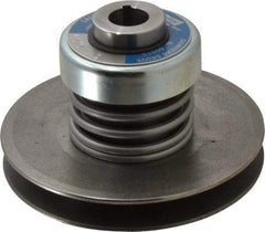 Lovejoy - 2.69" Min Pitch, 4.13" Long, 5.65" Max Diam, Spring Loaded Variable Speed Pulley - 6" Outside Diam, 7/8" Inside Diam, 1 Hp at 1750 RPM, 3/4 Hp at 1150 RPM - Benchmark Tooling