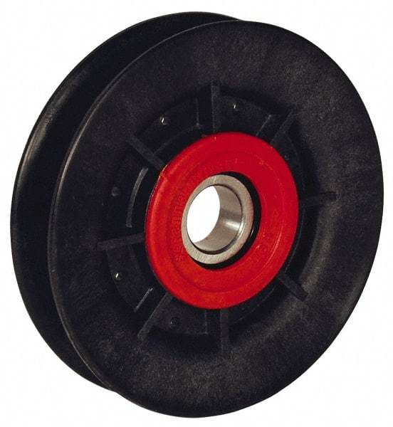 Fenner Drives - 17 Inside x 7-1/2" Outside Diam, 0.54" Wide Pulley Slot, Glass Reinforced Nylon Idler Pulley - 4L/A Belt Section, For Use with V-Belts - Benchmark Tooling
